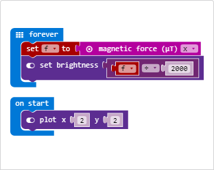 MakeCode Example Magnetic Force